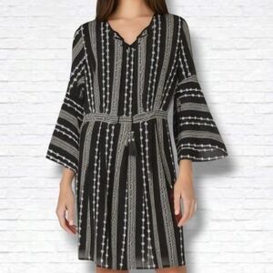 Vero Moda Black and White Embroidered Bell Sleeve Short Romper Size M